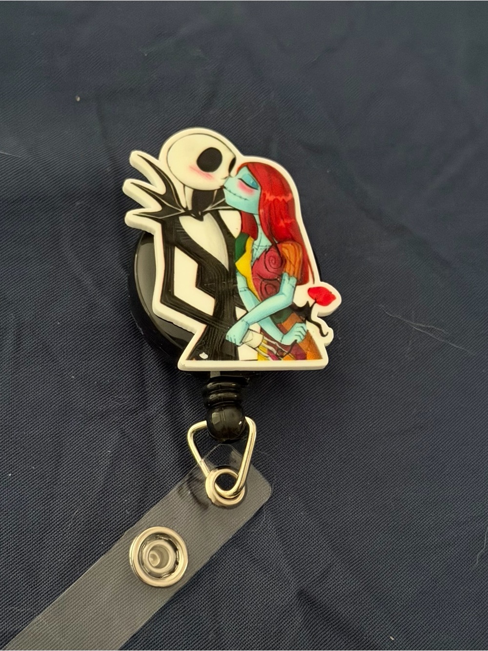 Jack Skellington & Sally Badge Reel - Red, Black, Teal